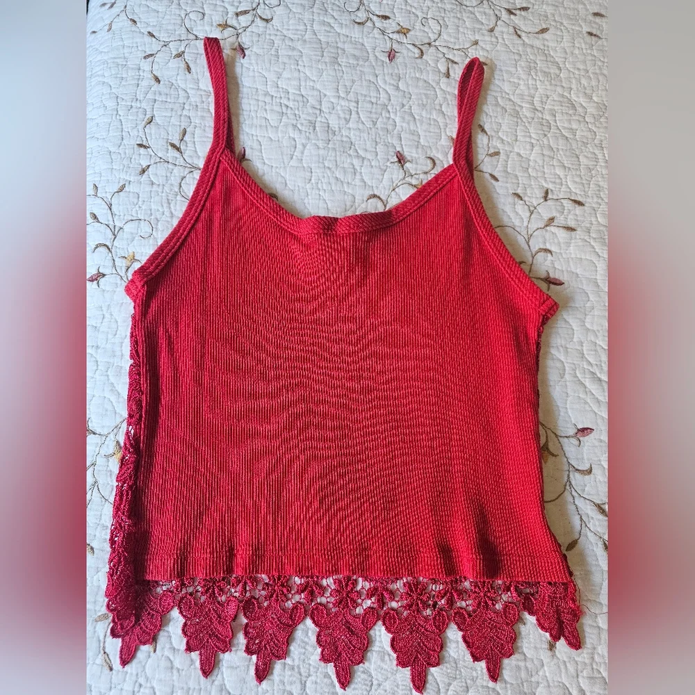 Red Lacy Top - Picture 3 of 4